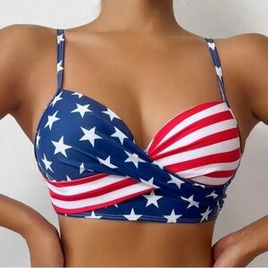 Patriotic Stars and Stripes Bikini Top